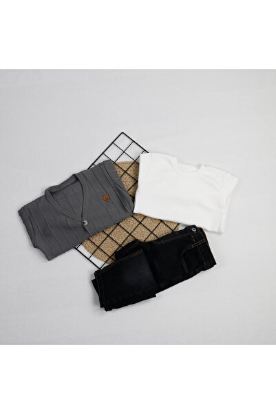 bebegci طقم ولادي مكون من 3 قطع مع سترة تريكو وسترة رياضية