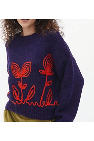 DİMA Embroidery Detailed Long Sleeve Sweater