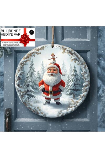 NT Handmade Новорічна прикраса для дверей 30 см з мотивом Діда Мороза, UV-дру...