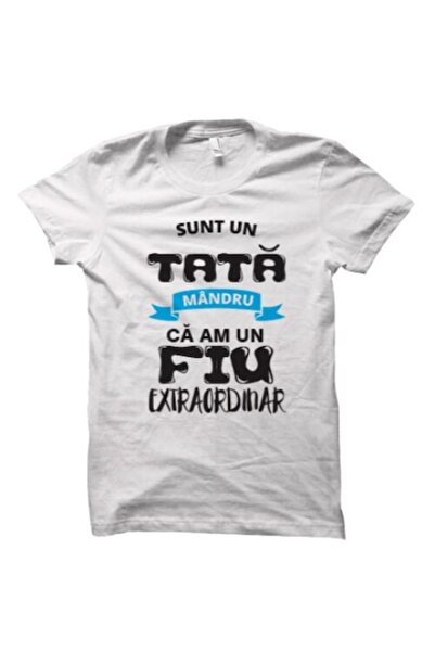 Tricou Destept Personalized T-shirt 'Proud Dad - I Have a Son', white, S