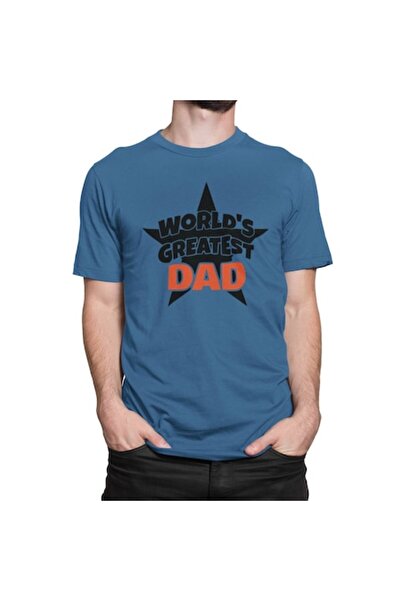Tricou Destept Tricou „Cel mai grozav tată din lume”, albastru, 2XL