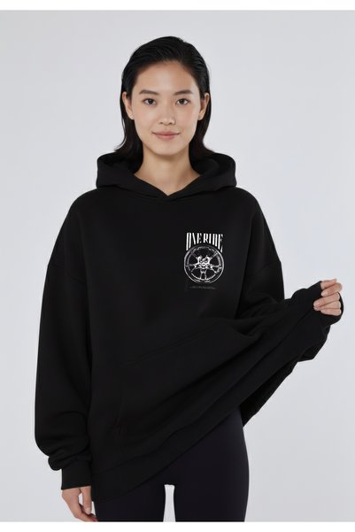 SELF CONTROL Ride Jant Back and Front Printed Winter Fleece Thick Sweatshirt Hoodie