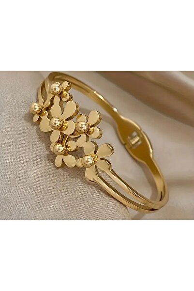 Visale Store Flower Model Stylish Women's Steel Handcuff Bracelet
