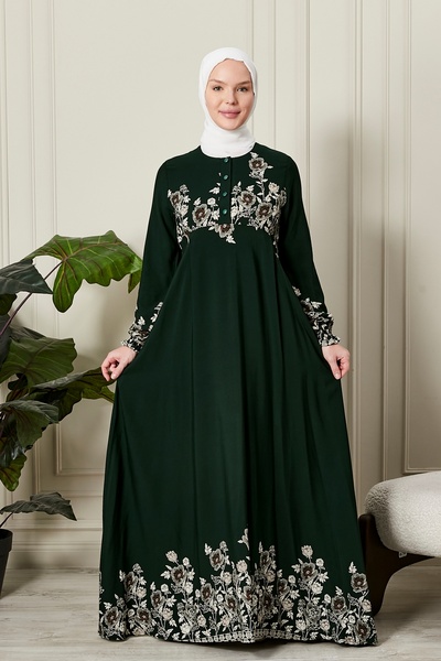 fistan Mevlana Φούστα Βισκόζη Ύφασμα Hijab Ρούχα Μητέρα Φόρεμα Προσευχής Φαρδιά Μοτίβο Hijab Φόρεμα