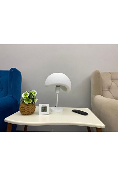 NESTVİBE Concrete Look Modern Table Lamp Metal Body Lampshade Bedroom and Living Room Decorative Lighting