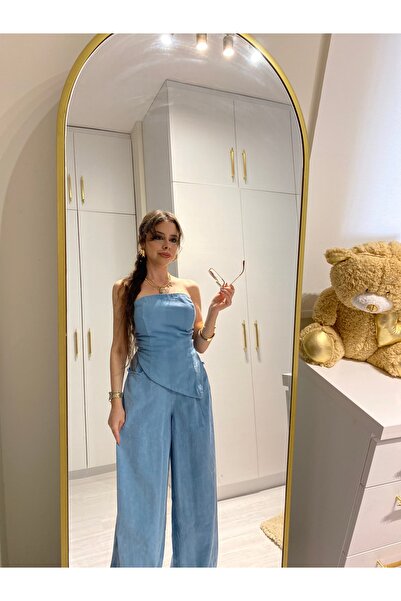 EMOŞŞBUTİK Taşlanmış Kot Büstiyer