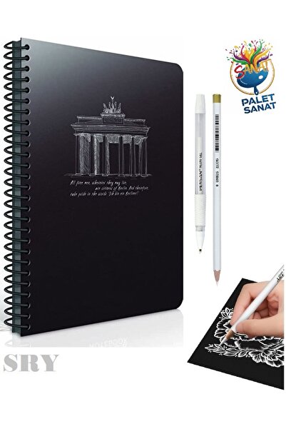 Palet Sanat 20x28 Cm Sert Kapak Siyah Defter 80 yp. Anı Hatıra Defteri Beyaz ...