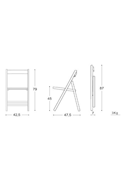 QMOBILI Scaun pliant Libro, lemn de fag vopsit în culoarea cireșului