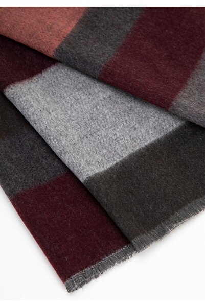 Wittchen Men's Gray and Burgundy Striped Scarf Gray and Burgundy Acrylic