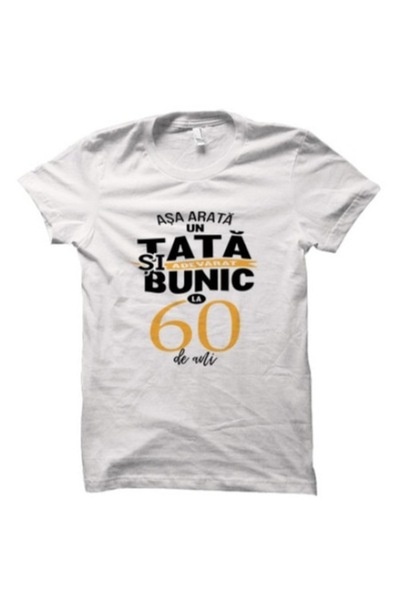 Tricou Destept Tricou personalizat Tata si bunic la 60 de ani, alb, XL