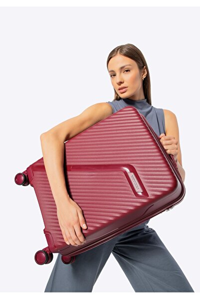 Wittchen Men's Medium Diagonal Striped Polypropylene Suitcase Burgundy Burgundy Polypropylene