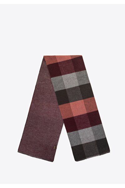 Wittchen Men's Checked Scarf Burgundy and Gray Burgundy and Gray Acrylic