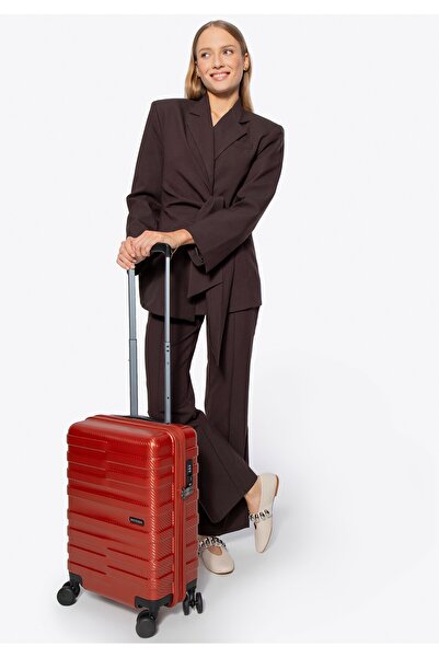 Wittchen Men's Polycarbonate Cabin Suitcase with Horizontal Stripes Red Polycarbonate