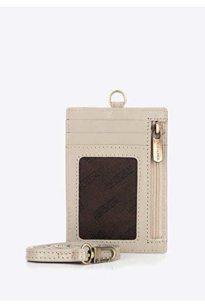 Wittchen Women's Card Holder made of genuine leather with a strap, beige, leather