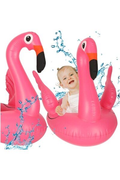 varioshop Colac de înot gonflabil cu flamingo pentru copii, PVC, roz