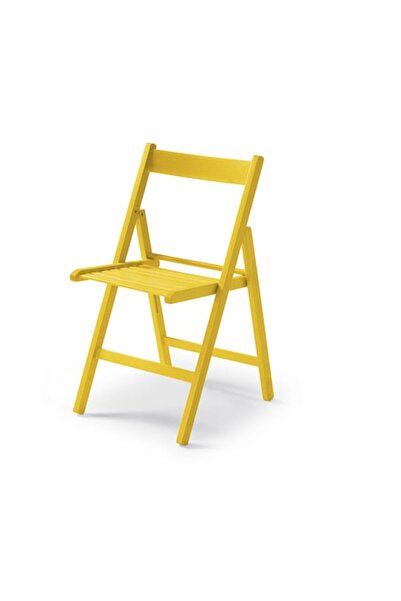 QMOBILI Scaun pliant Libro - galben, lemn de fag (vopsit)