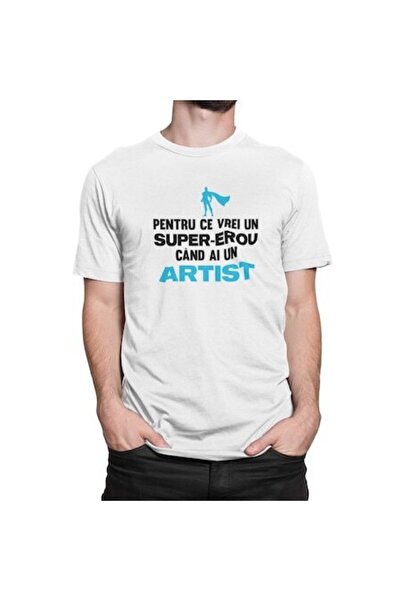 Tricou Destept Tricou personalizat Supererou Artist, alb, 2XL