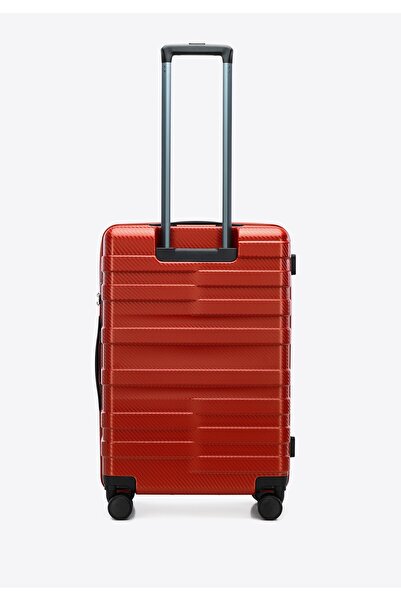 Wittchen Valiză bărbătească medie din policarbonat cu dungi orizontale, policarbonat roșu