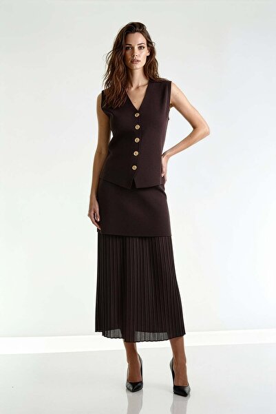 UTOPIAN Şifon Astarlı Triko Etek