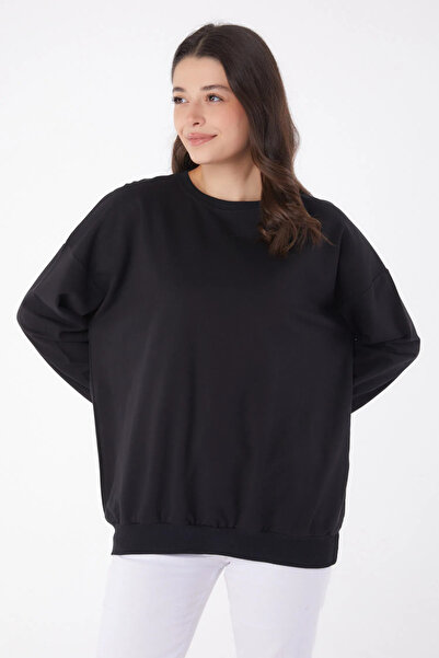 Nisa giyim ve aksesuar Black Basic Model Comfortable Sweatshirt