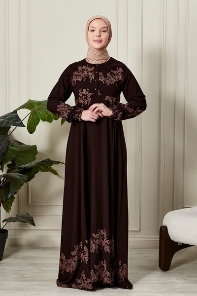 fistan Mevlana Φούστα Βισκόζη Ύφασμα Hijab Ρούχα Μητέρα Φόρεμα Προσευχής Φαρδιά Μοτίβο Hijab Φόρεμα