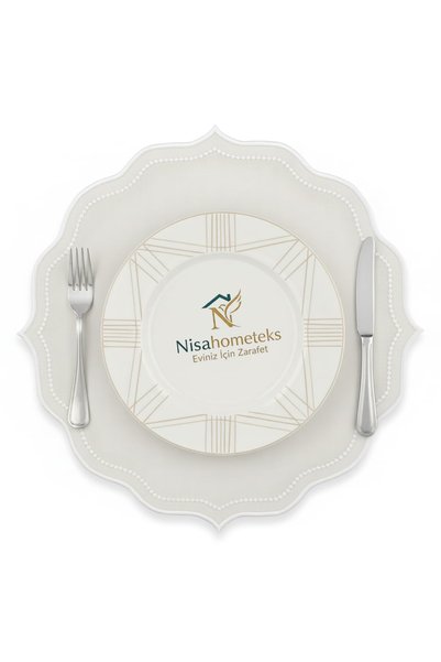 Nisahometeks لبادات طاولة مطرزة من الكتان، 6 قطع