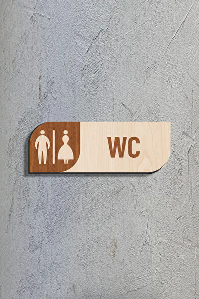 mars tasarım WC Tuvalet Tabelası 25x9 Cm Kapı Yönlendırme Levhası Büyük Boy