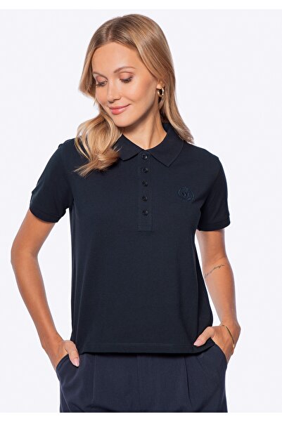 Wittchen Tricou polo bleumarin din bumbac pentru femei