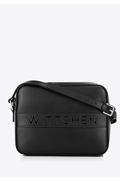 Wittchen Geantă crossbody din piele pentru femei Box, piele neagră
