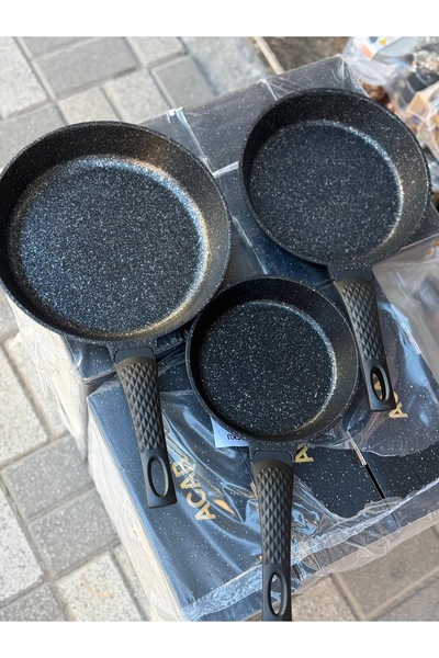 Hediye Köşkü Acar 3-Piece Cast Granite Pan Set 24-26-28cm