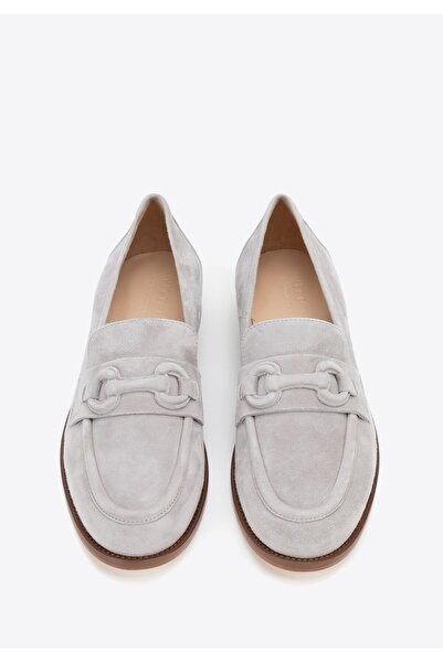 Wittchen Women's genuine leather moccasins with a subtle buckle, gray suede leather