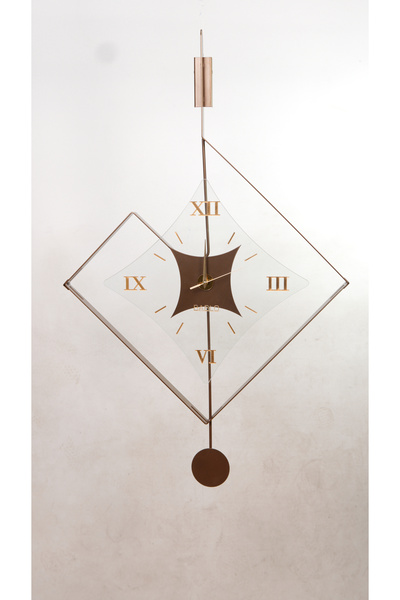 bablo | Eksen Bronz Klasik |Modern Duvar Saati Camlı Metal Duvar Saati- Sessiz Mekanizma