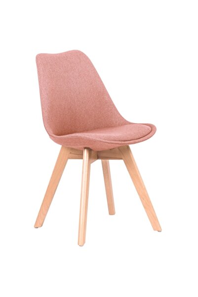 QMOBILI KORA dining chair, dusty pink, fabric upholstery, beech wood legs