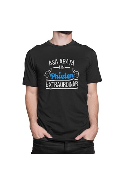 Tricou Destept Tricou personalizat „Așa arată un prieten extraordinar”, Negru...
