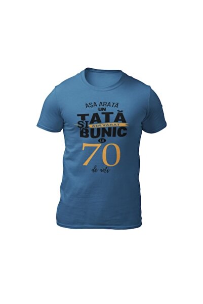 Tricou Destept Tricou personalizat - Tată și bunic la 70 de ani, Albastru, XL