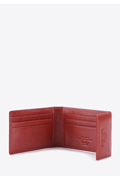 Wittchen Men's Leather Card Case, Simple Red, Red Genuine Leather
