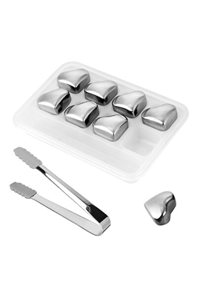 amXea set de 8 cuburi de răcire a băuturilor în formă de inimă, din oțel inoxidabil, reutilizabile, cu clește și compartiment pentru depozitare