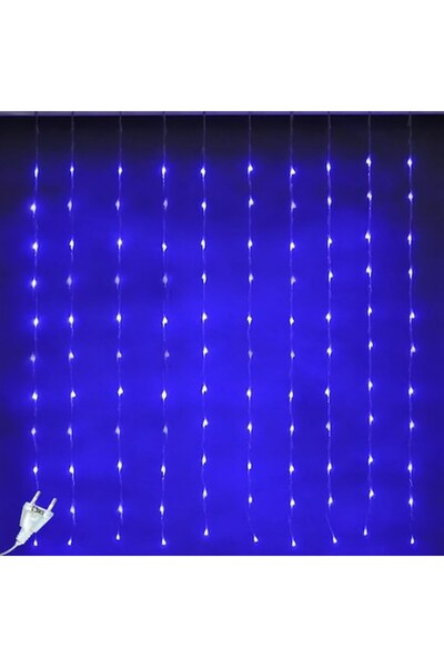 OEM Cortină de Crăciun / Luminițe țurțurțuri, 12 m x 1 m, 8 moduri de lumină albastră, interconectabile