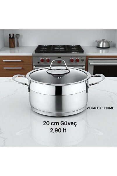 FMS Cylinder Casserole Set 6 Pieces (16-18-20 cm) Steel Pot Set