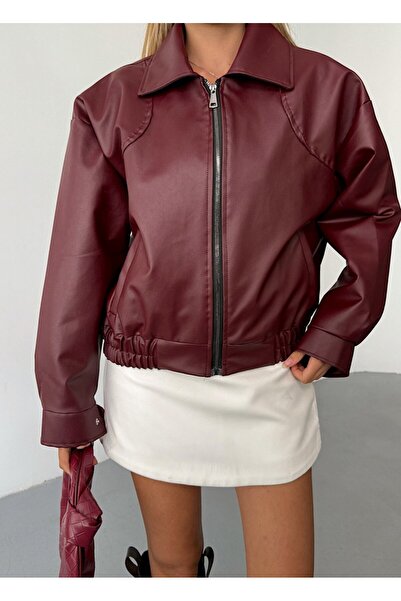 BASEL.CO Bloom Trend Basic Leather Jacket