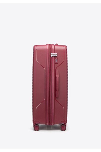 Wittchen Men's Large Polypropylene Suitcase with Diagonal Stripes Burgundy Burgundy Polypropylene