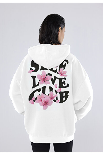 CC STORE Hanorac cu glugă Self Love Club, spate și față, cu imprimeu Winter Fleece Thick Swea tricou