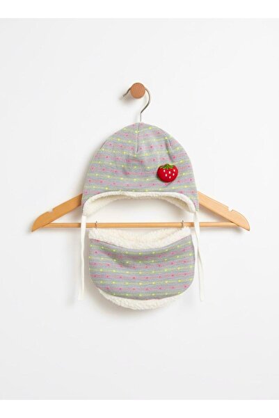 Lumos Trade Baby Girl Plush Detailed Winter Beanie and Neck Warmer Set – Warm, Soft and Stylish Design