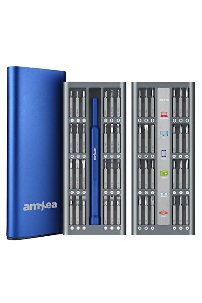 amXea KINT 50 Precision Screwdriver Set - Blue, 48 S2 Steel Bits