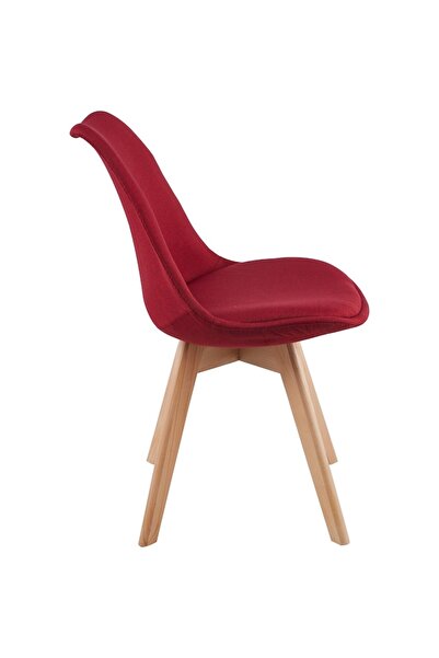 QMOBILI KORA Dining/Kitchen Chair - Burgundy, Fabric Upholstered, Beech Legs