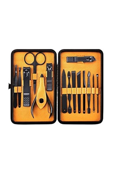 halber Set manichiură și pedichiură, Halber, 15 piese, oțel inoxidabil, negru