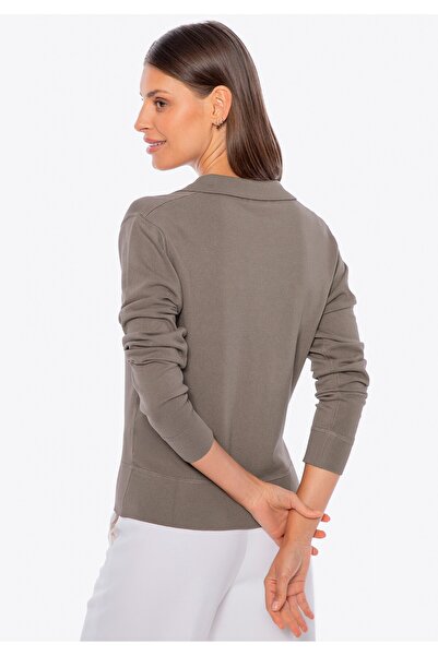 Wittchen Women's V-neck sweater made of viscose and nylon, dark beige, dark beige viscose