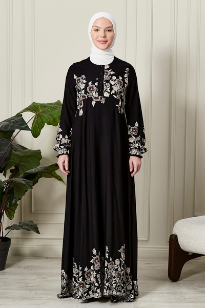 fistan Mevlana Φούστα Βισκόζη Ύφασμα Hijab Ρούχα Μητέρα Φόρεμα Προσευχής Φαρδιά Μοτίβο Hijab Φόρεμα