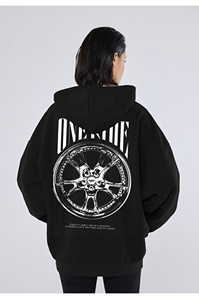 SELF CONTROL هوديي رايد جانت للظهر والأمام مطبوع من الصوف السميك لفصل الشتاء