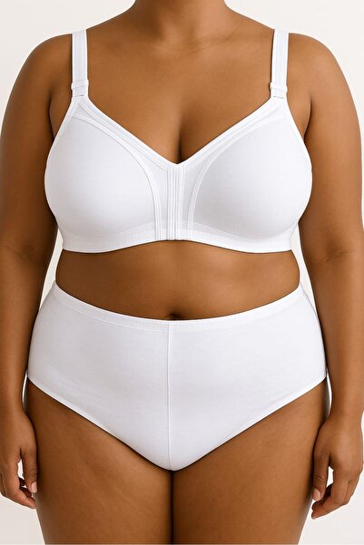 enmodaiçgiyim White Stitch-Free Cotton Shaping / Sculpting Bra - Wire Free, Sponge Free, Breathable, Everyday